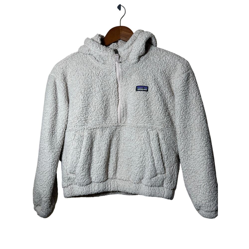 Patagonia Kids Hoodie Fleece Tan Quarter-Zip Sherpa Large